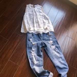 Love Fire White Lace Halter Top